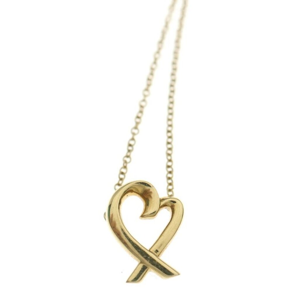 ★SOLD★ Tiffany & Co Loving Heart Necklace Pendant Chain Gold 750 YG 2.6 - Picture 3 of 6